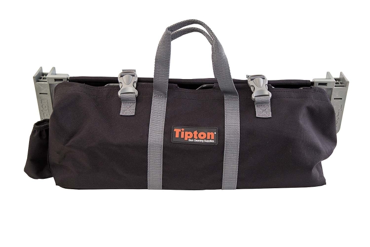 The Tipton Transporter Range Vise can be folded into a practical range bag