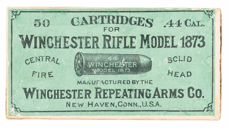 An original box of .44 WCF (Winchester Center Fire) cartridges