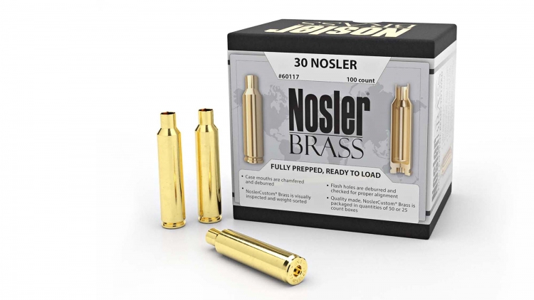 Per la sua nuova munizione calibro .30, la Nosler offre anche bossoli da ricarica di ottima qualità