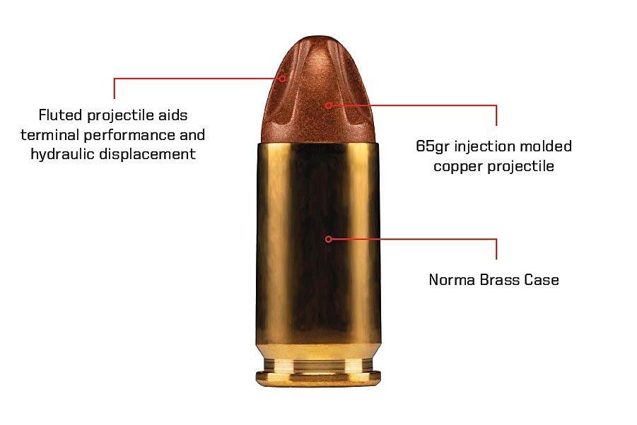 The main features of Norma's new NXD non-expanding defensive ammunition