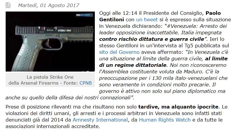 Pistole Strike One in Venezuela?