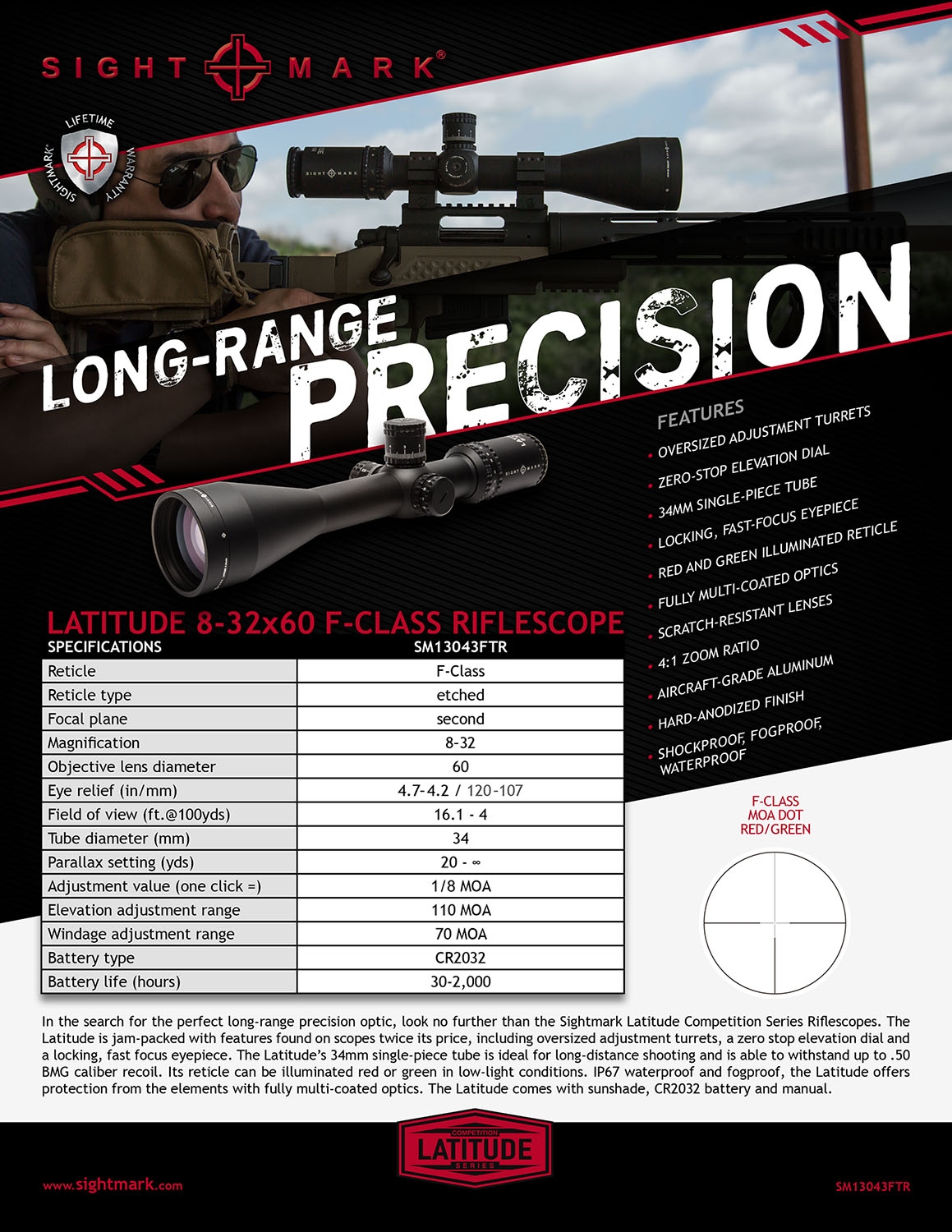 Cannocchiale Sightmark Latitude 8-32x60 F-Class