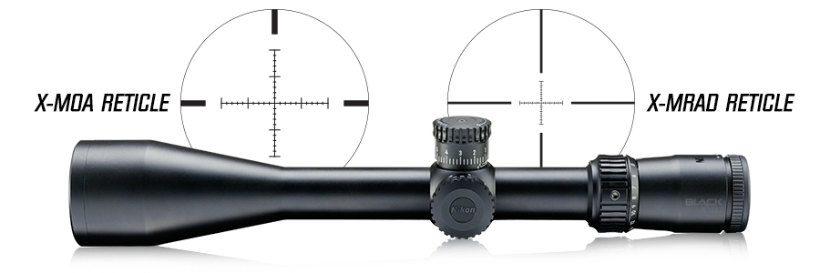The illuminated reticles available for the BLACK X1000 riflescopes