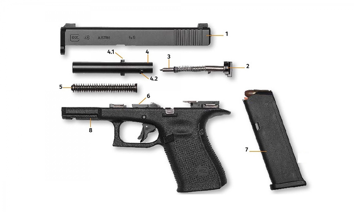 The Glock 46 pistol, field-stripped: is this the beginning of a new era for the Austrian company?