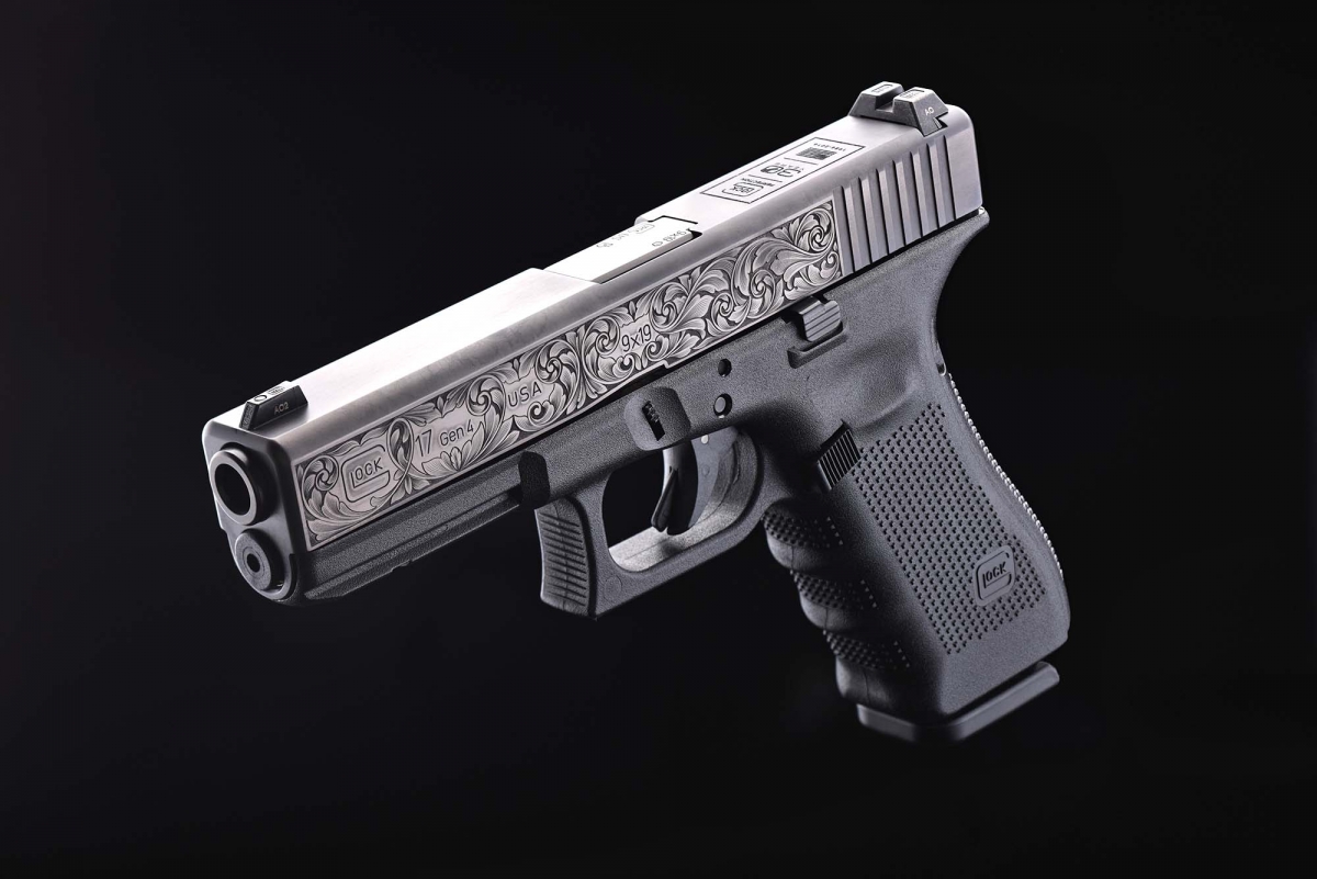 One of the thirty limited edition hand-engraved G17 Gen4 pistols realized to celebrates the 30 years of Glock in the United States