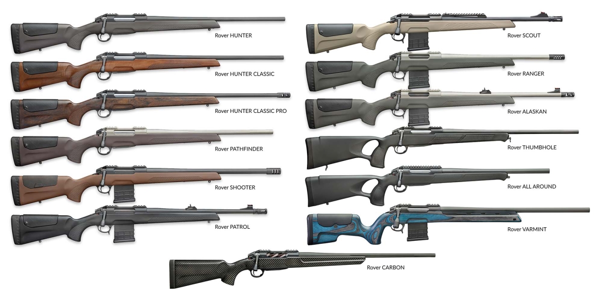 The entire Sabatti Rover line of bolt-action rifles