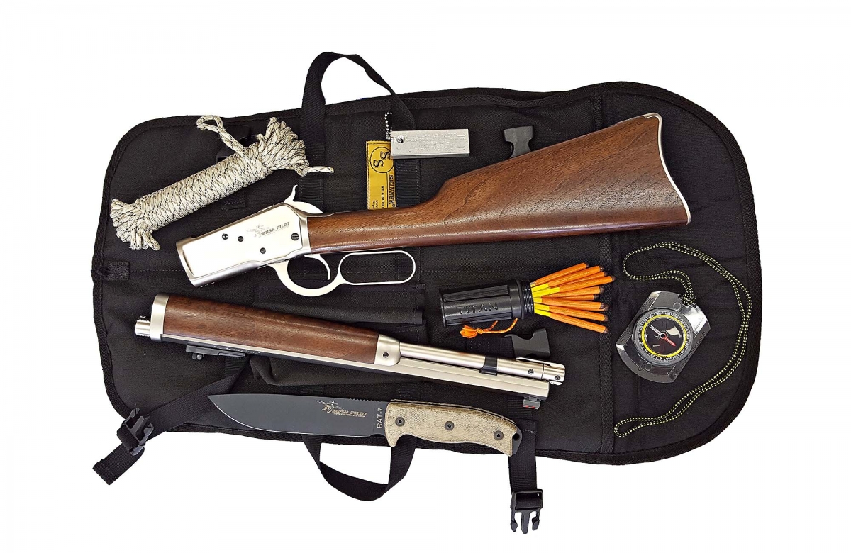 View of the kit with the Chiappa Firearms Alaskan lever action rifle 'taken down' (not all kit accessories are visible)