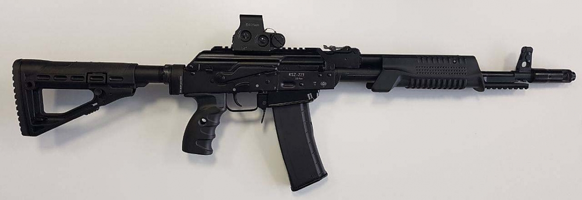The Saiga KSZ-223 pump-action rifle manufactured by the Kalashnikov Concern