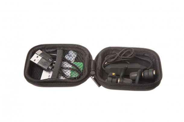 A comfortable and compact case allows the user to have everything always handy to get the best out of his or her Stealth Elite ear buds, even during extended periods of time