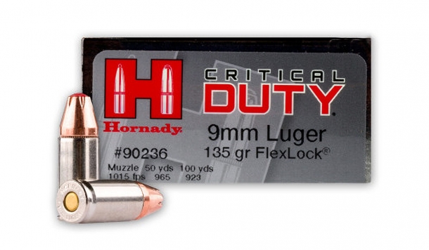 La munizione Hornady 9mm+P Luger 135 gr FlexLock Critical Duty