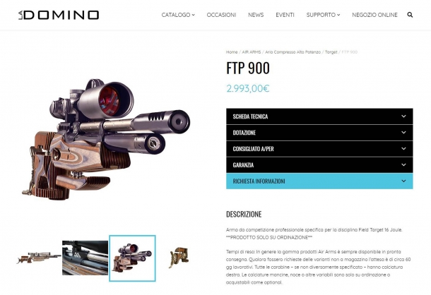 Nel nuovo sito La Domino ogni arma è presentata e descritta in modo chiaro
