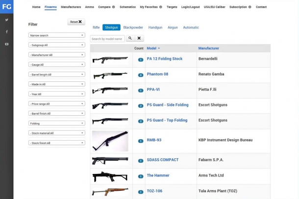 Shotgun search sample page