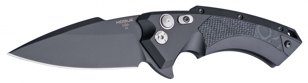 Hogue X5 folding knives The blades of the Hogue X5 knives are available in Kiln baked black Cerakote™ or Tumbled Stone Wash finishes