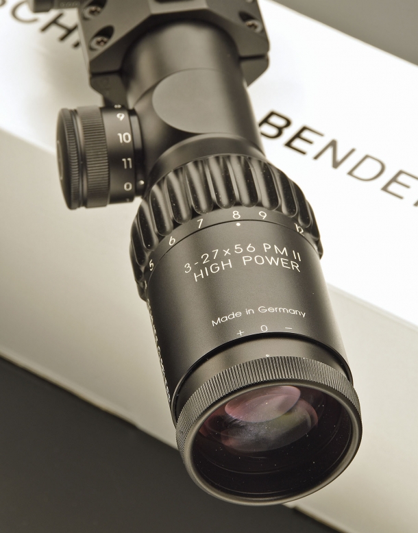 The eyepiece of the Schmidt & Bender PM II 3-27x56 High Power