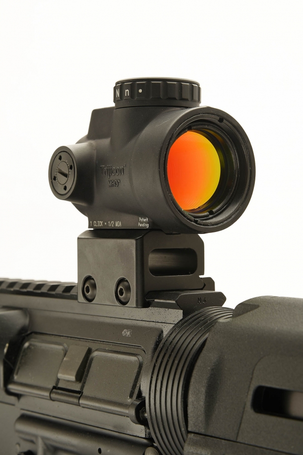 A full frontal view of Trijicon's miniature rifle optic