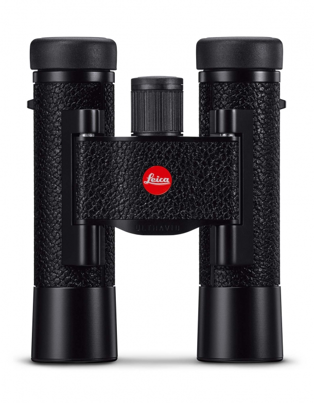 The Leica Ultravid 8x20 binocular, with black housing