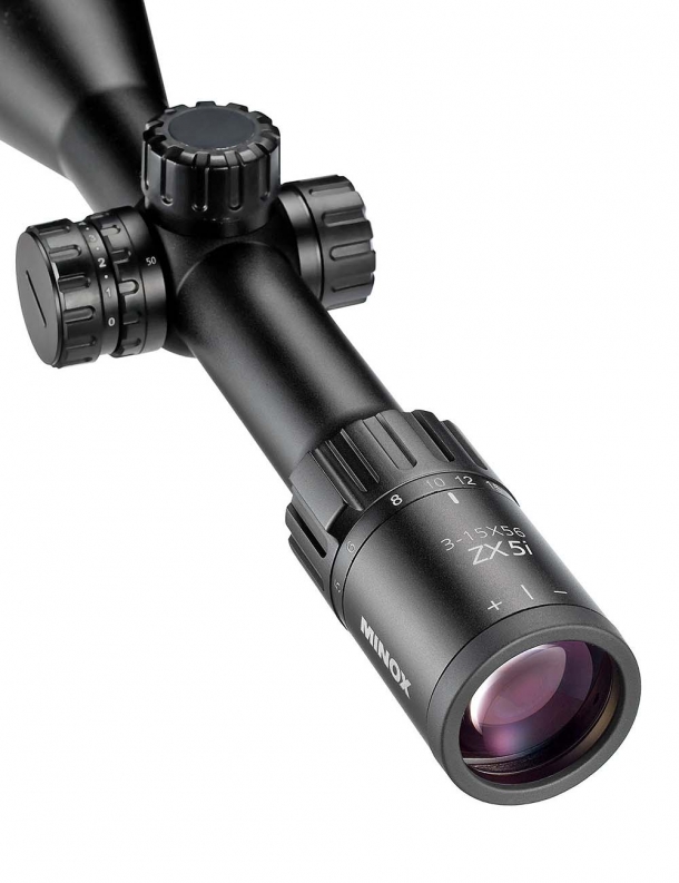 Minox ZX5-ZX5i riflescopes series Detail view of the ocular of a Minox ZX5i 3-15x56 SF riflescope