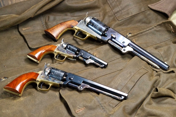 With two Colt Walkers (or more likely Dragoons) in the saddle holsters, two Colt Navy revolvers in your belt and 2-3 Colt Pockets in the pants or coat, available volume of fire was impressive.