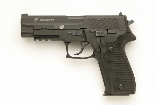 Left side view of the S.D.M. XM9 Tactical semi-automatic pistol
