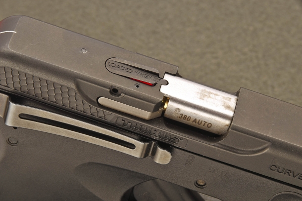The Taurus 180 Curve comes with a highly visible and tactile loaded chamber indicator