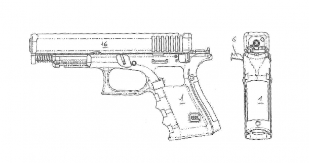 Il sistema di smontaggio della Glock 46, come riportato sul brevetto