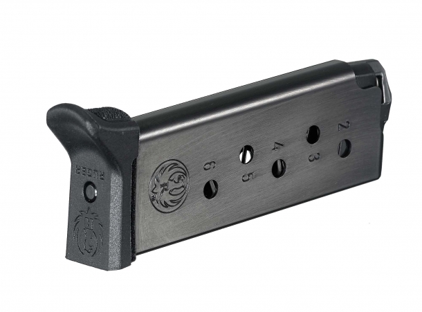 The Ruger LCP II pistol ships with one single 6-rounds metal magazine with a polymer elevator and floorplate