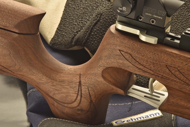 The deeply recessed, traditional competition pistol grip
