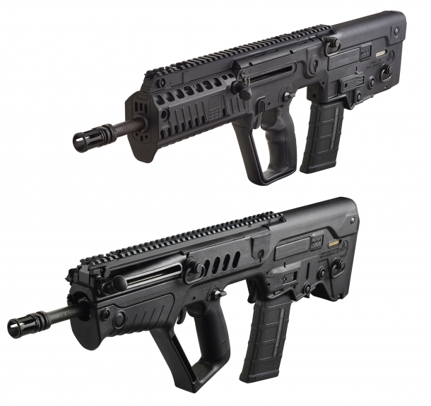 The IWI US X95 semi-automatic rifle, in comparison with the Tavor SAR rifle