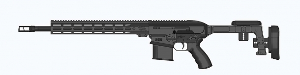 Bushmaster BA30 straight-pull rifle – left side, 18" barrel version (CAD)
