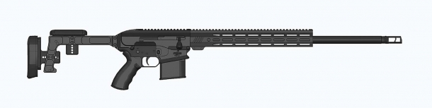 Bushmaster BA30 straight-pull rifle – right side, 24" barrel version (CAD)