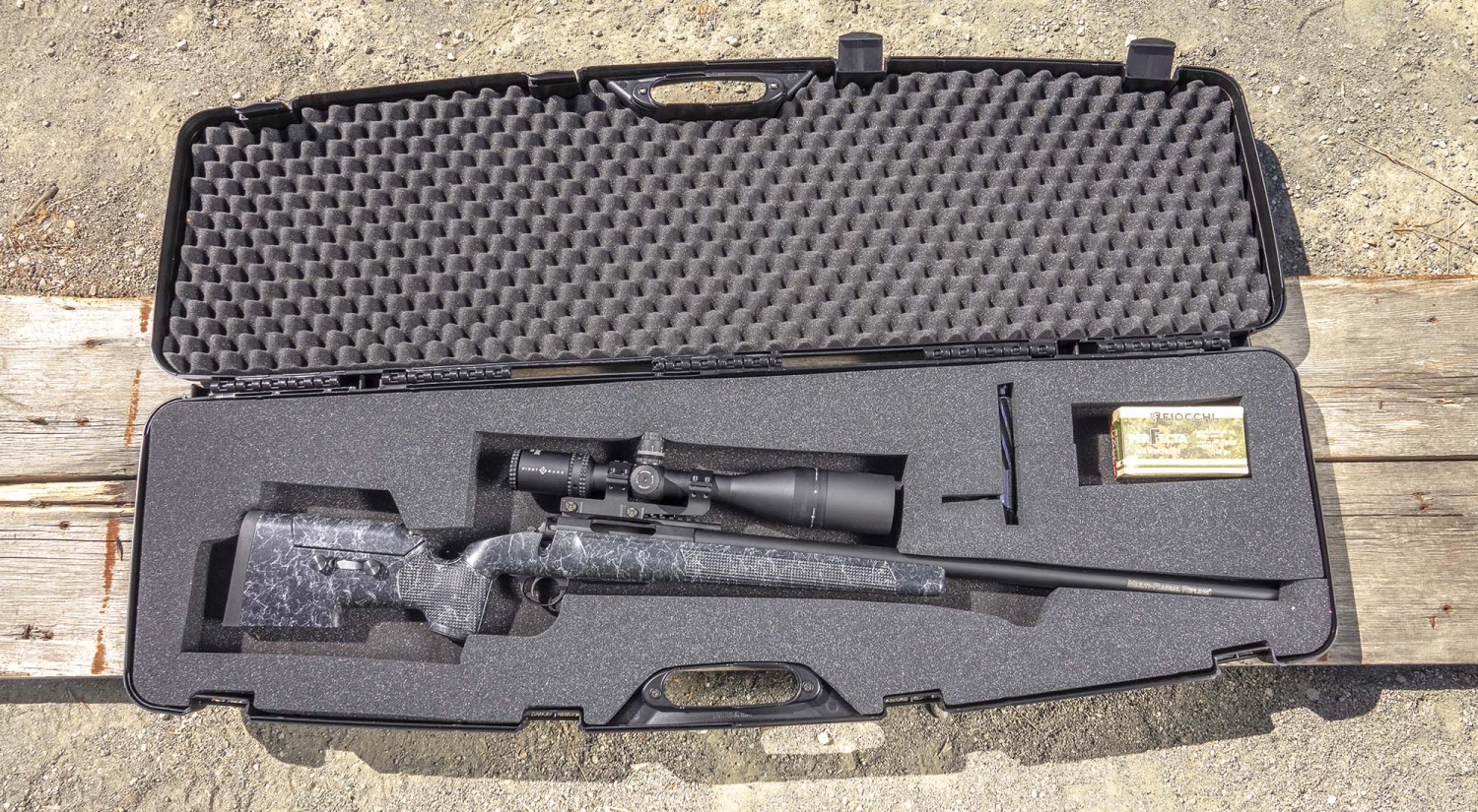 The Sabatti Tactical EVO rifle comes from factory in a padded ABS case that allows the rifle to be carried with a mounted scope