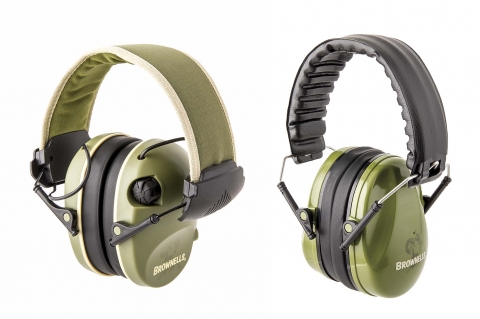 Two new earmuffs from Brownells: an Premium Electronic model and a Diverter Passive one